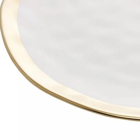 Imagem PRATO RASO DE PORCELANA DUBAI BRANCO E DOURADO 25CM X 2CM - WOLFF