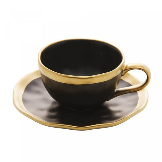 Imagem XÍCARA PARA CAFÉ DE PORCELANA DUBAI PRETO E DOURADO 90ML - WOLFF