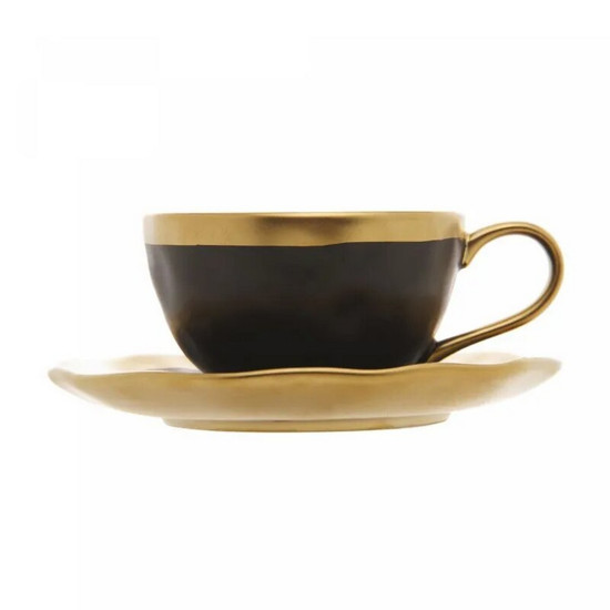 Imagem XÍCARA PARA CAFÉ DE PORCELANA DUBAI PRETO E DOURADO 90ML - WOLFF