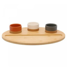 Imagem de CONJUNTO 3 PETISQUEIRAS COM BANDEJA DE BAMBU 33CM X 25CM X 4CM - LYOR - Coliseu Presentes Ltda