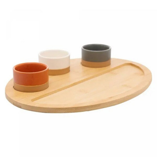 Imagem CONJUNTO 3 PETISQUEIRAS COM BANDEJA DE BAMBU 33CM X 25CM X 4CM - LYOR