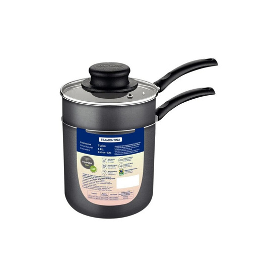 Imagem CUSCUZEIRA TRAMONTINA EM ALUMÍNIO ANTIADERENTE STARFLON MAX CHUMBO 10 CM 0,8 L