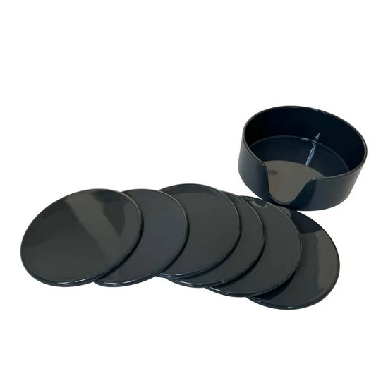 Imagem JOGO DE 6 PORTA COPOS REDONDO EM PLAST. POLIPROPILENO COM SUPORTE D11,5CM AZUL - L'HERMITAGE
