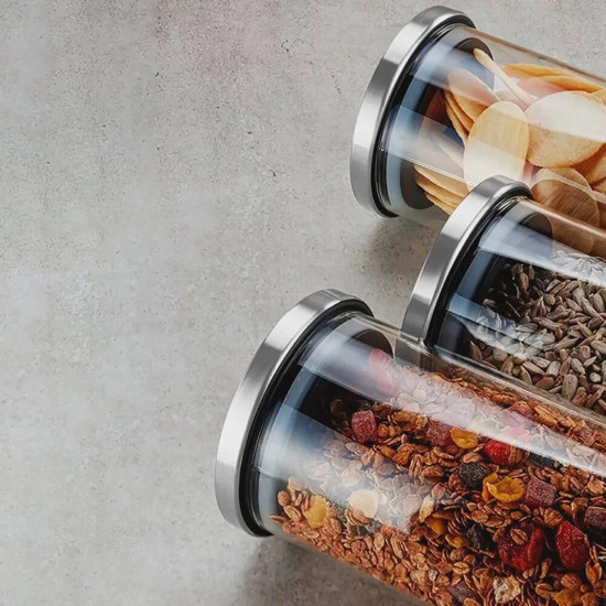 Imagem POTE DE VIDRO COM TAMPA HERMÉTICA BOROSSILICATO E INOX 750ML - LYOR