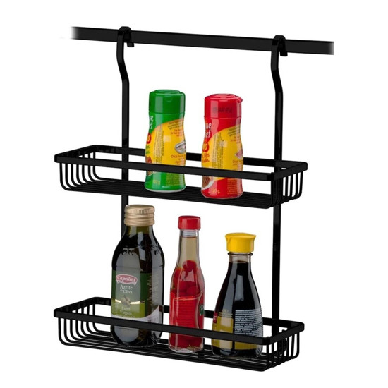 Imagem SUPORTE RETANGULAR DUPLO COR PRETO FOSCO 13X28X36CM - FUTURE 