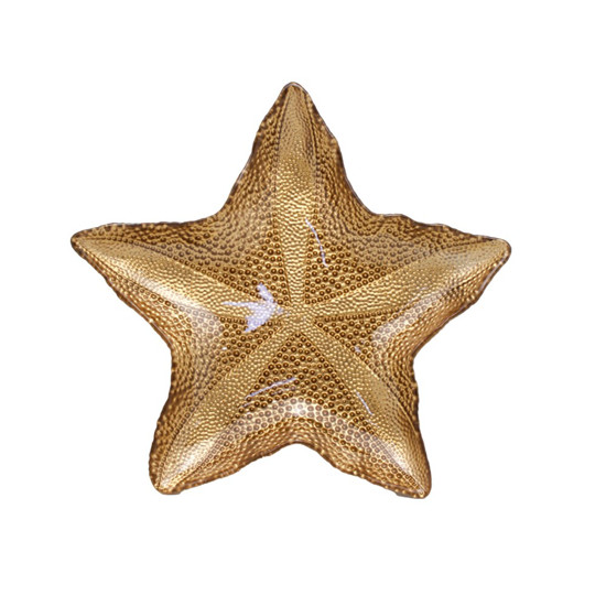 Imagem PETISQUEIRA EM ACRÍLICO EM FORMATO DE ESTRELA DO MAR COR DOURADO 38X38X5CM - ENTRE CASA