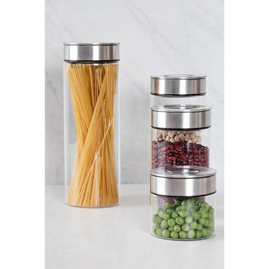 Imagem POTE DE VIDRO TRAMONTINA PUREZZA COM TAMPA DE AÇO INOX 10 CM 0,7 L