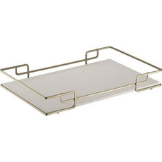 Imagem de BANDEJA LUANA DECORATIVA 30 X 40 CM CHAMPAGNE TAMPO COURÍSSIMO BEGE - Haredecor Ind E Com De Utilidades Ltda