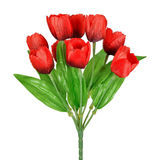 Imagem BUQUÊ DECORATIVO DE TULIPAS VERMELHAS EM PLÁSTICO MOLDÁVEL 31X22 CM - GRILLO