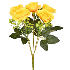 Imagem de BUQUÊ DECORATIVO DE ROSAS COR AMARELO EM PLÁSTICO MOLDÁVEL 32X15 CM - GRILLO - Grillo Ltda