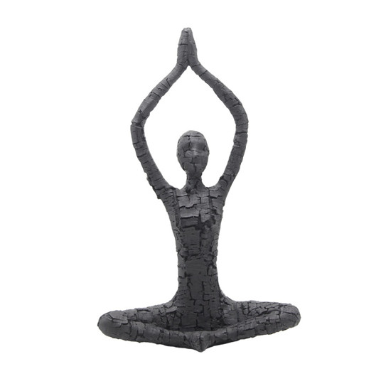 Imagem ESCULTURA DECORATIVA YOGA EM RESINA COR PRETO 23X10X37CM