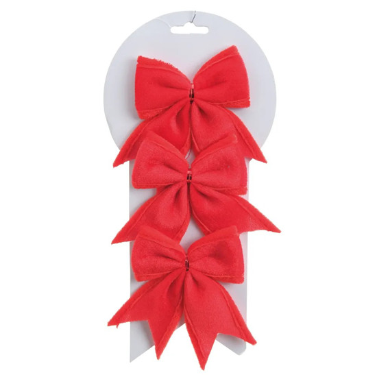 Imagem MINI LAÇO DECORATIVO  PRONTO LISO COR VERMELHO 3 UNIDADES 13X13X2CM 