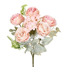 Imagem de BUQUÊ DECORATIVO MISTO DE PEÔNIA E HORTÊNSIA ROSA EM PLÁSTICO MOLDÁVEL - GRILLO - Grillo Ltda