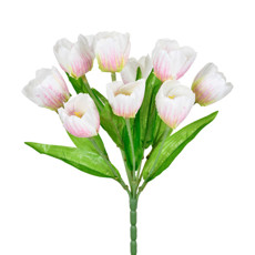 Imagem de BUQUÊ DECORATIVO DE TULIPAS CREME ROSA EM PLÁSTICO MOLDÁVEL 31X22 CM - GRILLO - Grillo Ltda