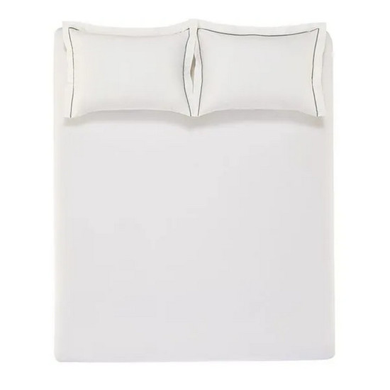 Imagem JOGO DE CAMA 3 PEÇAS LENÇOL QUEEN COM ELÁSTICO E FRONHAS 100% ALGODÃO DUTRA BRANCO/VERDE