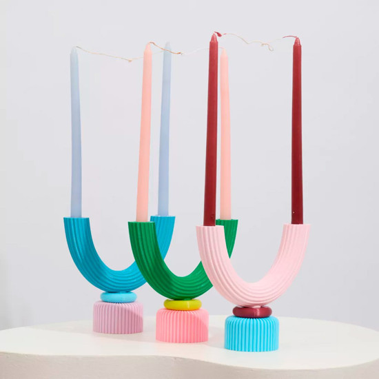 Imagem CASTIÇAL DUPLO MIX COR ROSA 18X19CM 