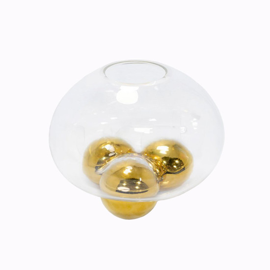 Imagem VASO DECORATIVO EM VIDRO E METAL COR DOURADO 20X23CM 