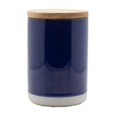 Imagem de POTE EM CERÂMCA COR AZUL COM TAMPA DE BAMBU 11X11X17CM  - Cross Comercial Ltda