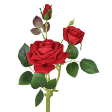 Imagem de HASTE DECORATIVA DE ROSA VERMELHA VELUDO EM PLÁSTICO MOLDÁVEL 32X10 CM - GRILLO - Grillo Ltda