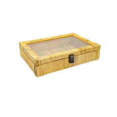 Imagem de CAIXA DECORATIVA DE RATTAN E VIDRO COR NATURAL 07X32X23CM  - Lucatti Artes E Decoracoes Ltda