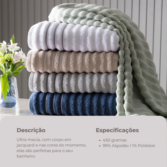 Imagem TOALHA ROSTO JACQUARD WAVE CORTTEX BRANCO 100% ALGODÃO 50X70CM 