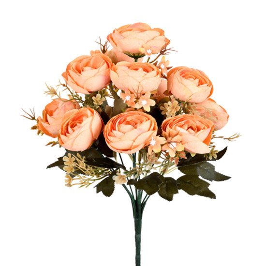 Imagem HASTE DECORATIVA DE RANUNCULOS LARANJA EM PLÁSTICO MOLDÁVEL 37X26 CM - GRILLO