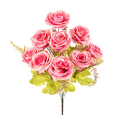 Imagem de BUQUÊ ROSA CETIM X9 ROSA OUTONO 38X53CM GRILLO 55249 - Grillo Ltda