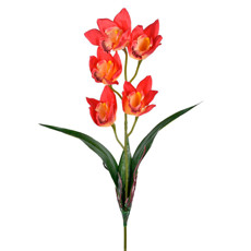 Imagem de HASTE DECORATIVA DE ORQUÍDEA VERMELHA COM RAIZ EM PLÁSTICO MOLDÁVEL 58X14CM - GRILLO - Grillo Ltda