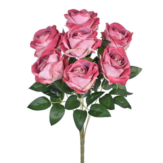 Imagem BUQUÊ DE ROSAS VELUDO DECORATIVO COR BURGUNDY EM PLÁSTICO MOLDÁVEL 45X24 CM - GRILLO