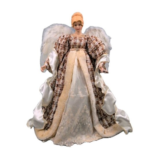 Imagem ANJO DECORATIVO TOPO DE ÁRVORE COR MARROM COM BRANCO 60CM