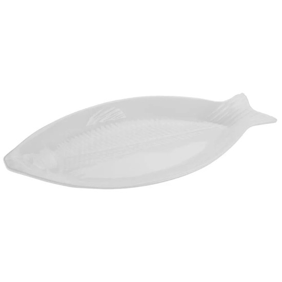 Imagem TRAVESSA DE MELAMINA EM FORMATO DE PEIXE COR BRANCA 58CM X 28CM X 5CM 