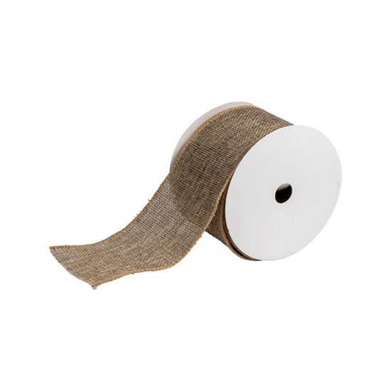 Imagem FITA ARAMADA DECORADA 6,3CM X 9,14M NATURAL - GRILLO 56561