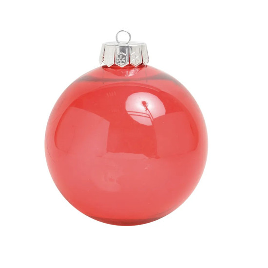Imagem BOLA DE NATAL LISA VERMELHA TRANSPARENTE EM PLÁSTICO 15CM - CROMUS