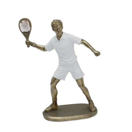 Imagem ESCULTURA DECORATIVA HOMEM TENISTA EM RESINA 18X8X24CM - MABRUK 