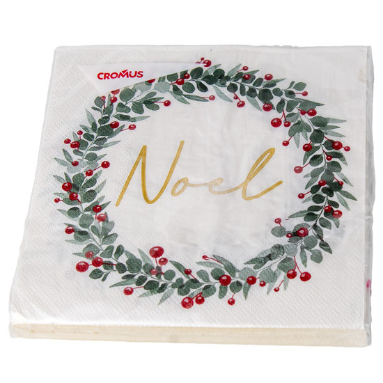 Imagem GUARDANAPO EM PAPEL COM ESTAMPA GUIRLANDA NOEL 33X33CM 20 UNIDADES - CROMUS 
