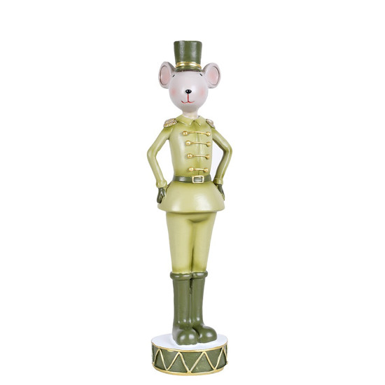 Imagem BONECO NATALINO CAMUNDONGO DECORATIVO COR VERDE EM RESINA 6X5X21,5 CM - GRILLO 57320