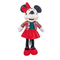Imagem de MINNIE EM PÉ COM ROUPA XADREZ COR VERMELHO COM VERDE EM POLIÉSTER 62X32X20CM CROMUS  - Cromus Embalagens Ind. E Com. Ltda