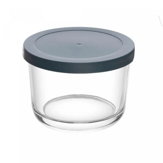 Imagem POTE DE VIDRO COM TAMPA EM PP CINZA 200ML 
