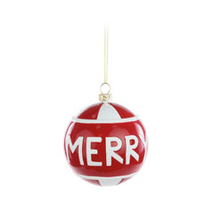 Imagem de ENFEITE PARA PENDURAR BOLA MERRY CHRISTMAS EM PLÁSTICO  COLORIDO 9X8X8 CM - Cromus Embalagens Ind. E Com. Ltda