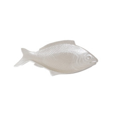 Imagem de TRAVESSA EM FORMATO DE PEIXE GRANDE DE MELAMINA COR PEROLA 51X27X4,5CM  - Inverno Verao Comercio De Modas E Decoracao Eireli