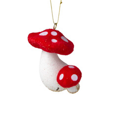 Imagem de COGUMELO DECORATIVO DE PLÁSTICO COR BRANCO COM VERMELHO 9CM - CROMUS  - Cromus Embalagens Ind. E Com. Ltda
