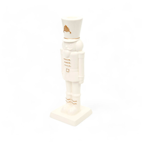 Imagem SOLDADO DE CHUMBO NATALINO CASTIÇAL DECORATIVO EM PORCELANA BRANCA 27X8X9 CM