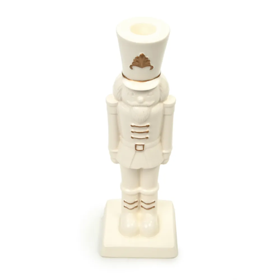 Imagem SOLDADO DE CHUMBO NATALINO CASTIÇAL DECORATIVO EM PORCELANA BRANCA 27X8X9 CM