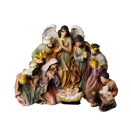 Imagem PRESÉPIO DECORATIVO NATALINO EM RESINA COLORIDO 35X42X10 - GRILLO 58728