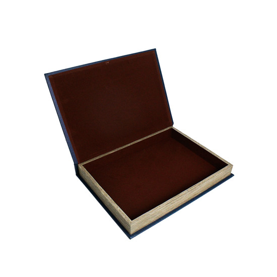 Imagem LIVRO CAIXA DECORATIVO AZUL COM DETALHES DOURADOS 5X36X27 CM