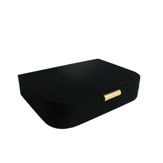 Imagem CAIXA DECORATIVA EM CORINO E MDF PRETO 6X28X20 CM