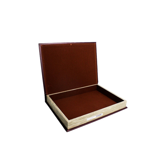 Imagem LIVRO CAIXA VERMELHO VINHO COM DETALHES DOURADO DECORATIVO 5X36X27 CM