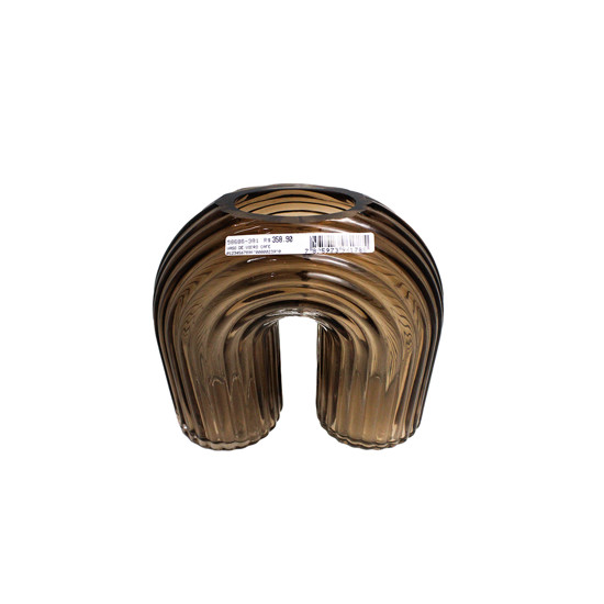 Imagem VASO DECORATIVO EM VIDRO FORMATO ARCO COR MARROM CAFÉ 20X21X9 CM - GRILLO 58686