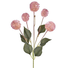 Imagem de HASTE POMPOM FLOCADO PERMANENTE NA COR ROSA EM PLÁSTICO E CETIM 66X18 CM - Grillo Ltda