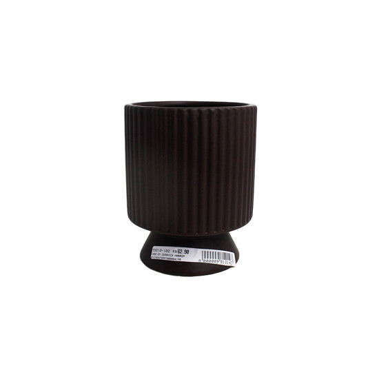 Imagem VASO DECORATIVO EM CERÂMICA MARROM COM PÉ 15X12 CM - GRILLO 59210